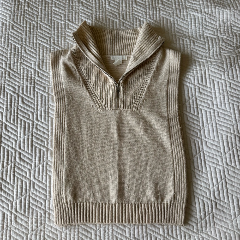 H&M Beige Zip-Up Sweater Vest